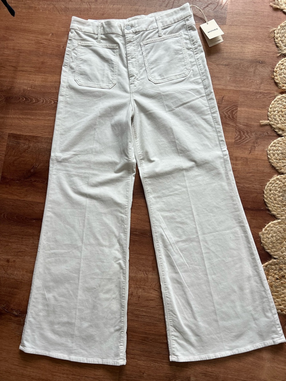 MOTHER The Patch Pocket Roller Skimp Size 34 NWT RT $248 White Corduroy